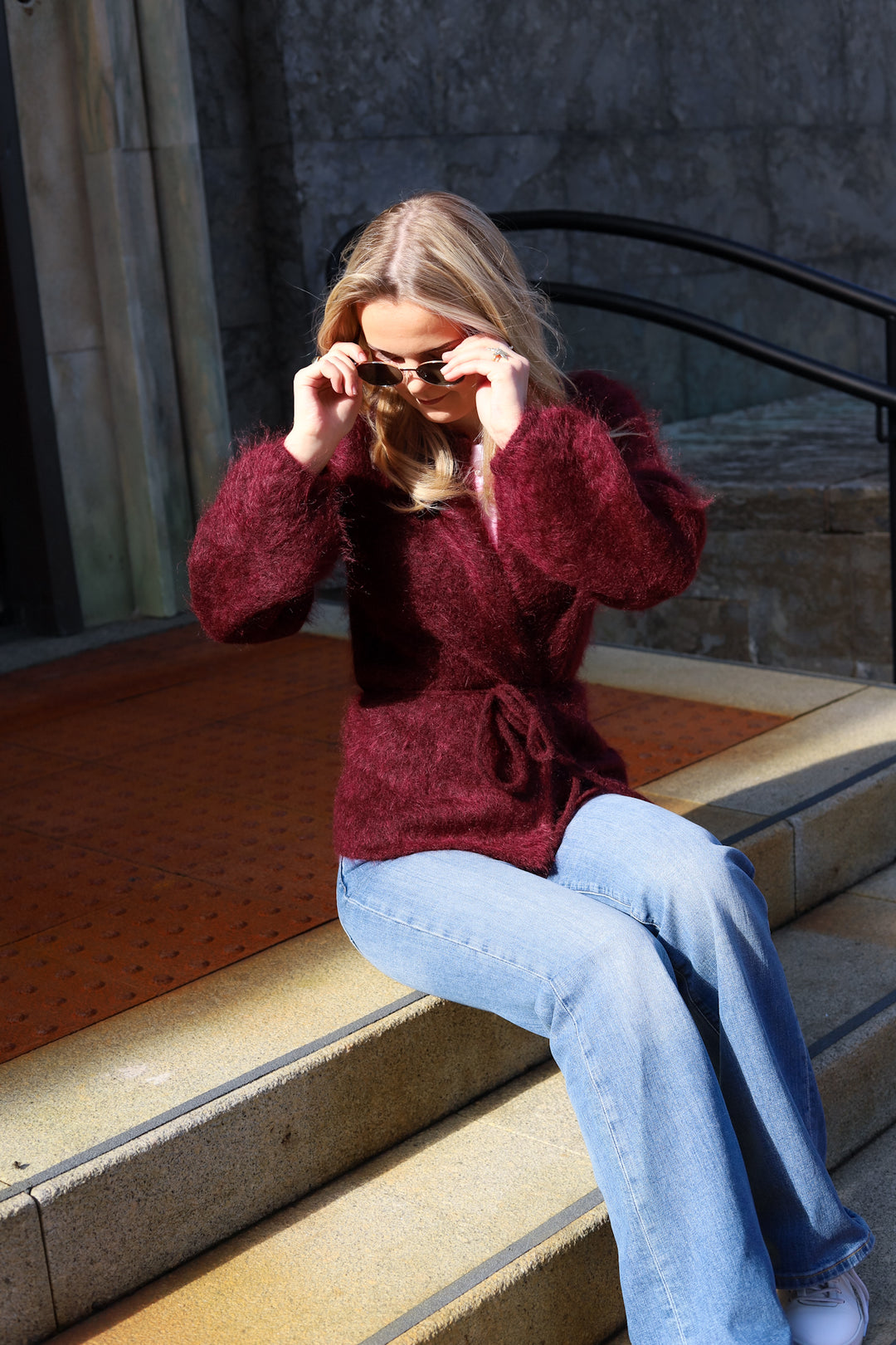 Fredrikke Chunky Cardigan Oxblood