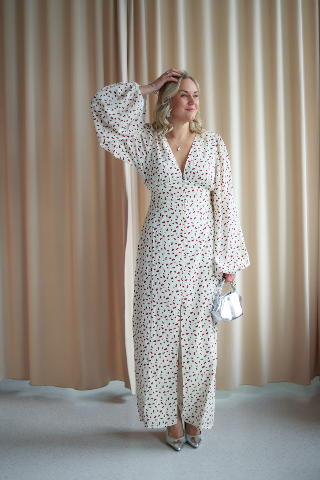 Positano Maxi Dress White Cherry