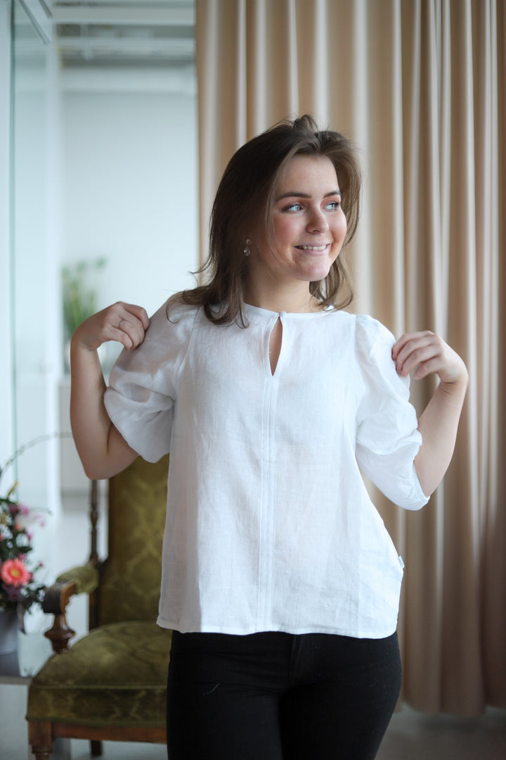 Anna Linen Top White