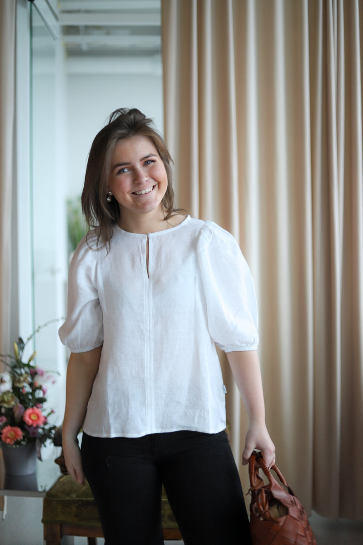 Anna Linen Top White