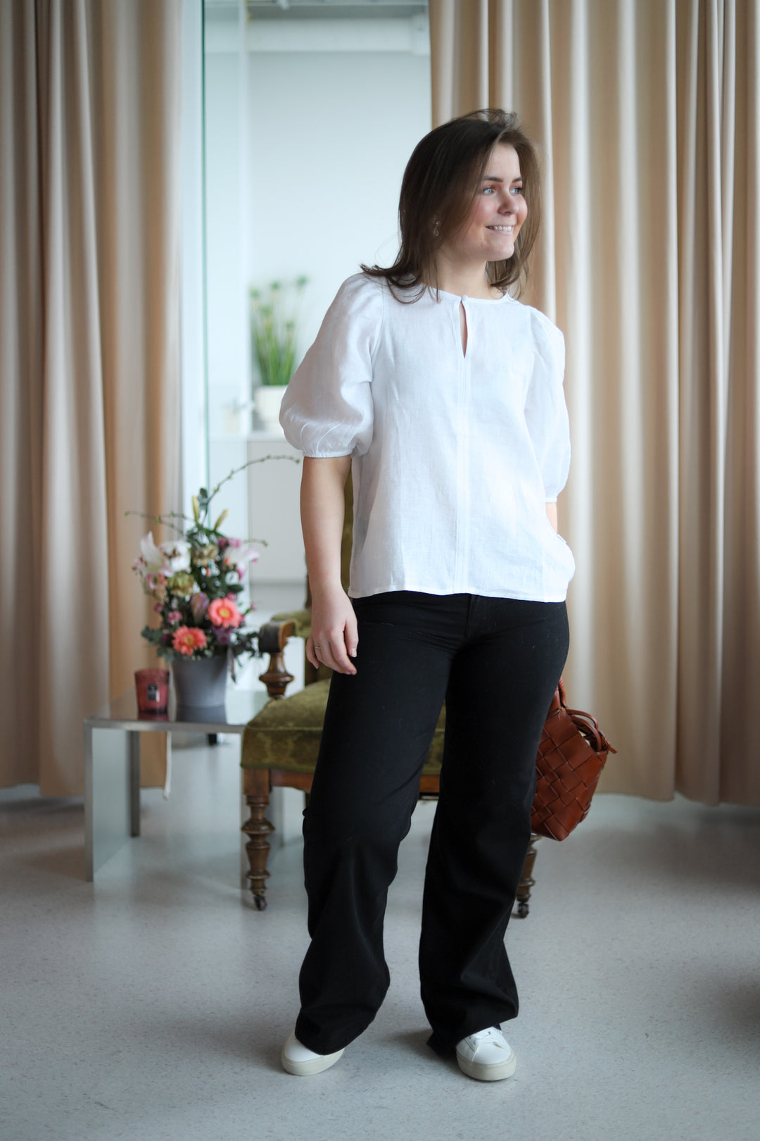 Anna Linen Top White