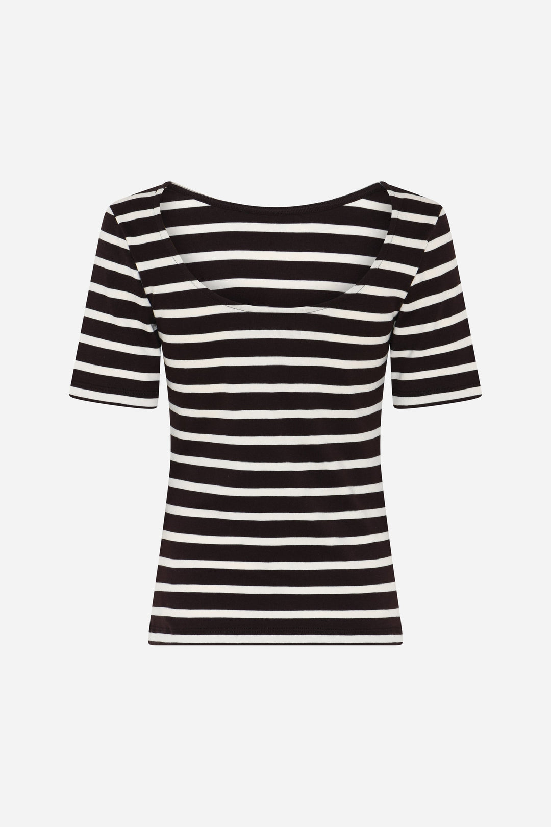 Iguanura Boat Neck Blouse Brown stripe