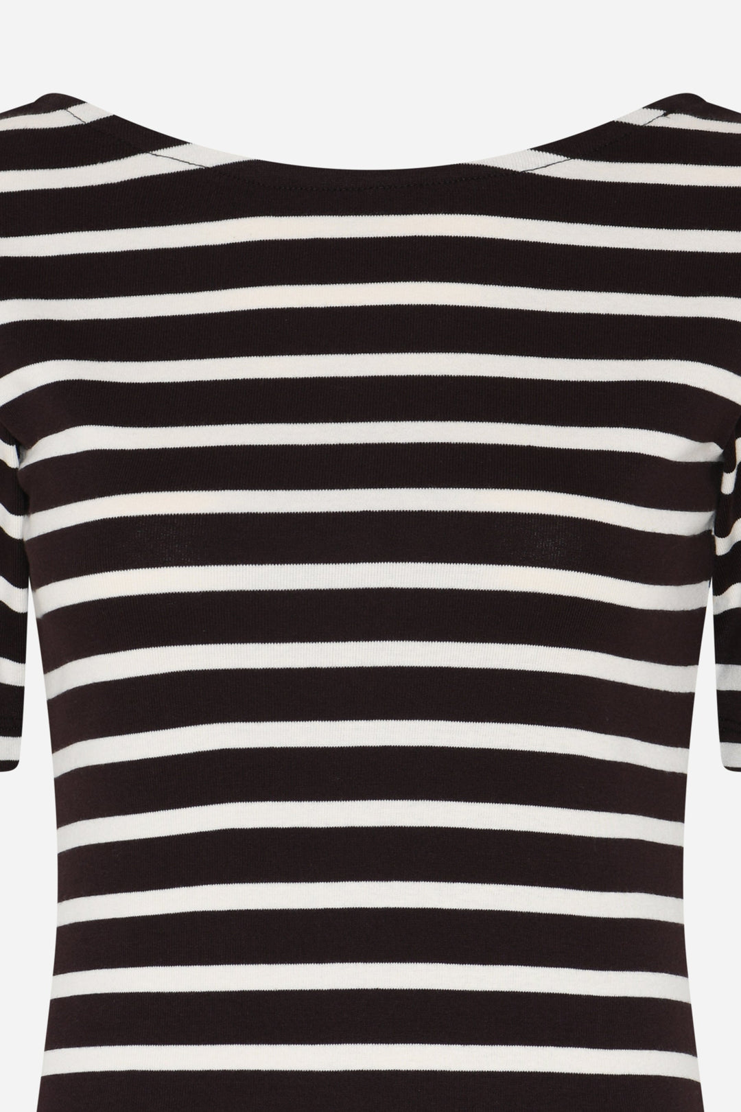 Iguanura Boat Neck Blouse Brown stripe