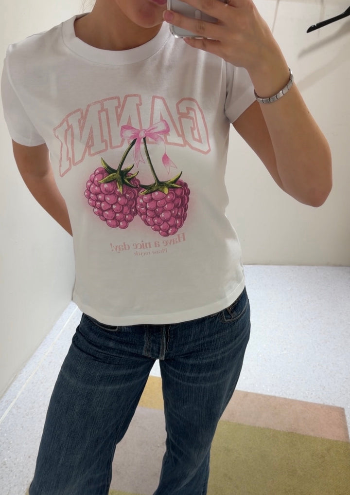 Baby Fit T-shirt Raspberry  Bright White