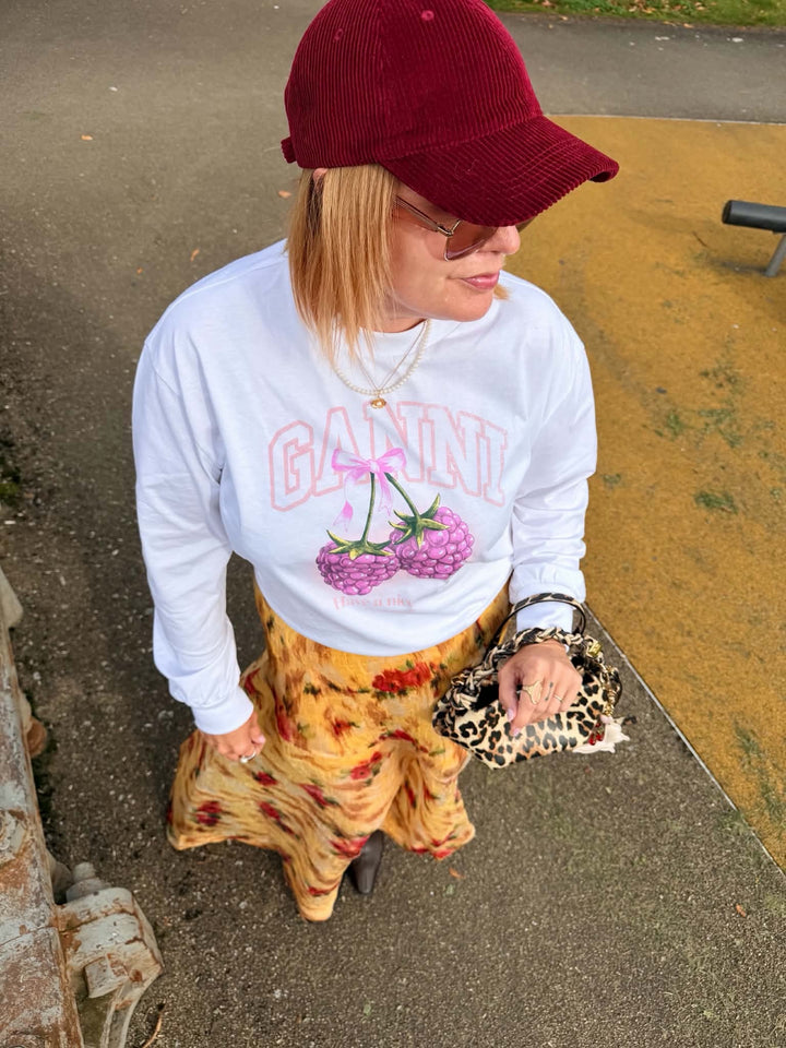 Basic cotton Jersey Longsleeve Raspberry Bright White