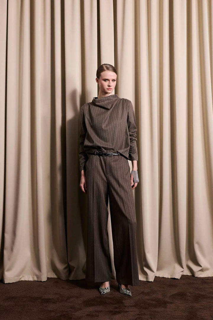 Reign Tailored Structured Pants Mole Stripe