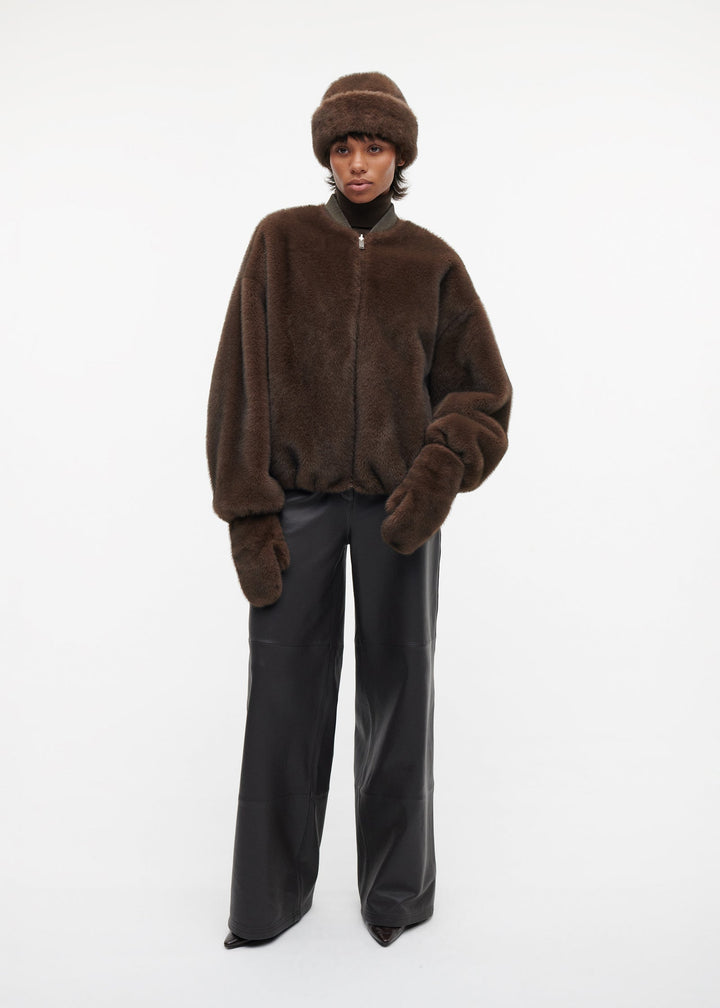 Evalyn Faux Mink Mittens Choco
