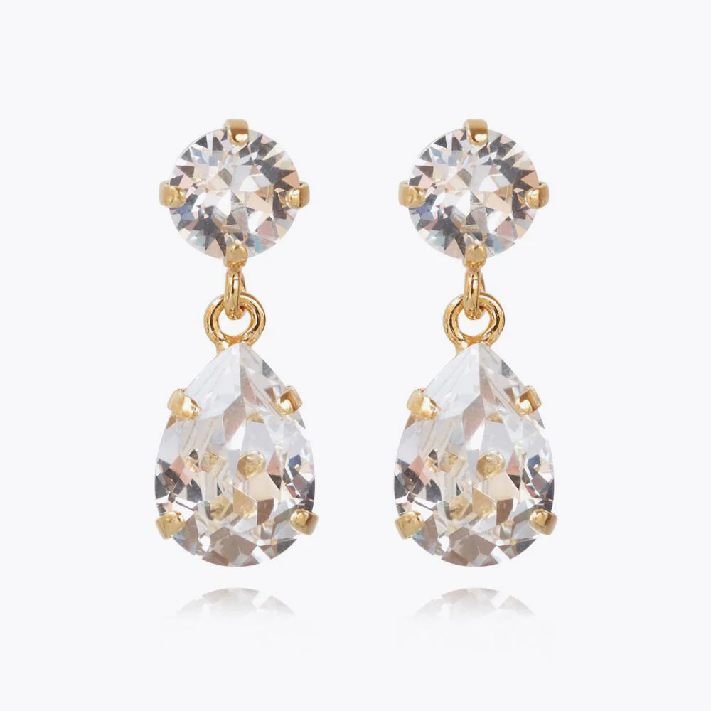 Mini Drop Earrings Gold Crystal