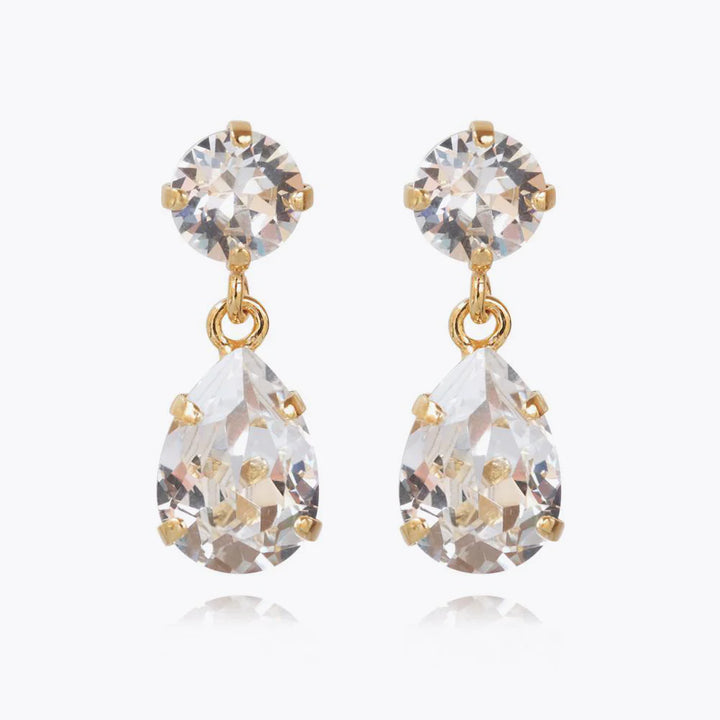 Mini Drop Earrings Gold Crystal