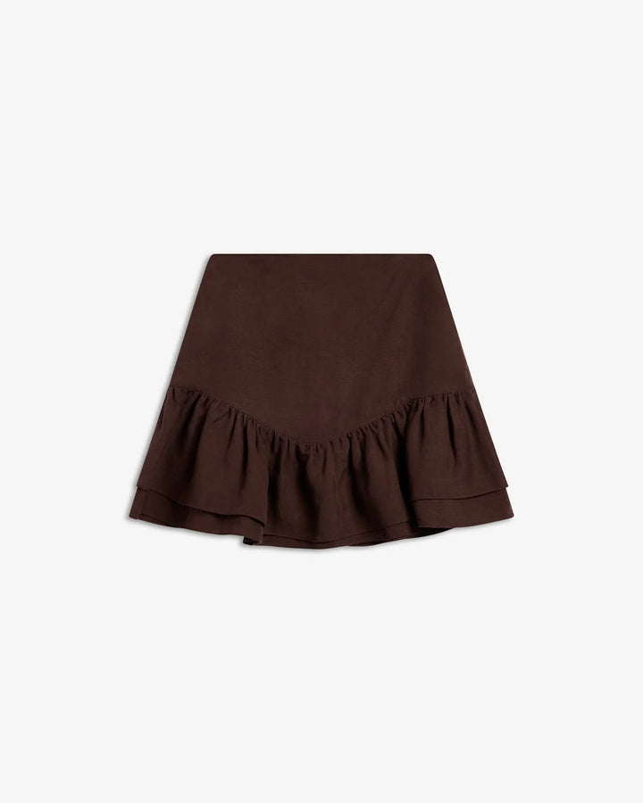 Posy Linen Skirt Cocoa Brown