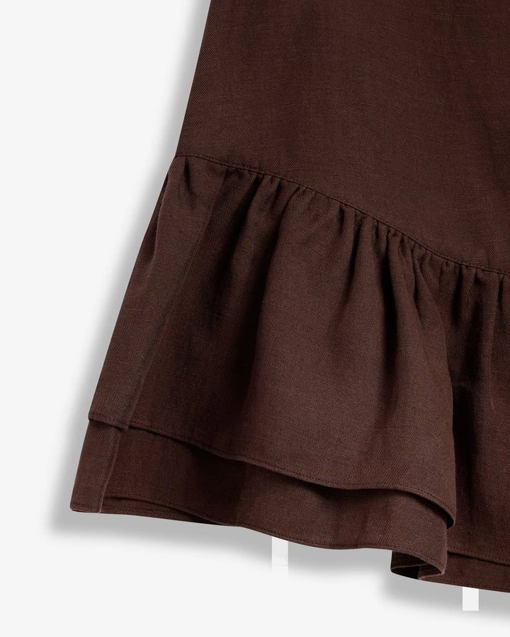 Posy Linen Skirt Cocoa Brown