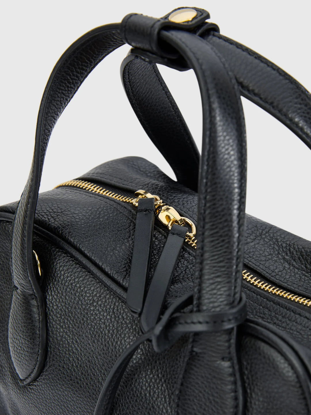 Ormelle Black Grained Leather Top Handle Bag