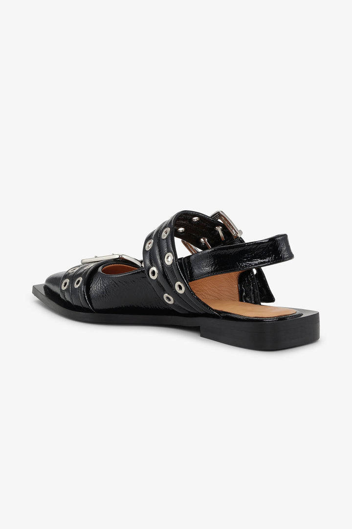 Feminine Buckle Ballerina Naplack Black