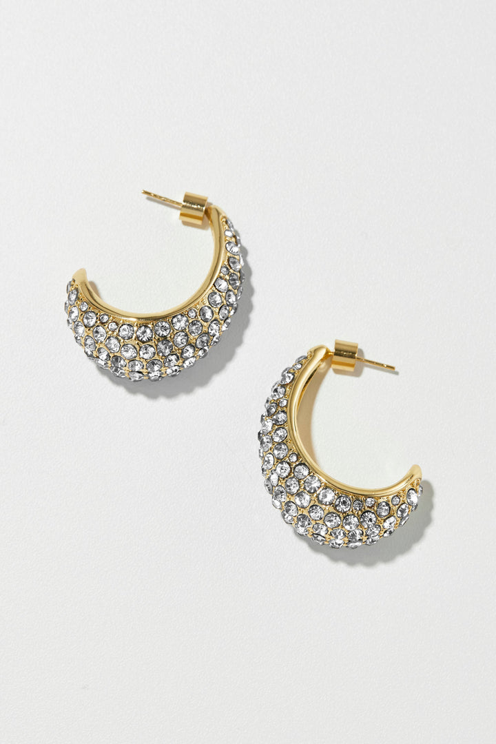 Small Crecent Hoops Gold/Clear