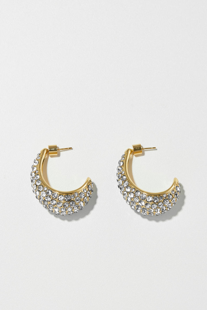 Small Crecent Hoops Gold/Clear