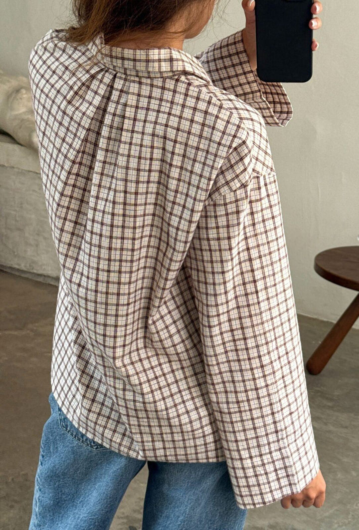 Tinsi Check Shirt Check Bordeaux/Beige