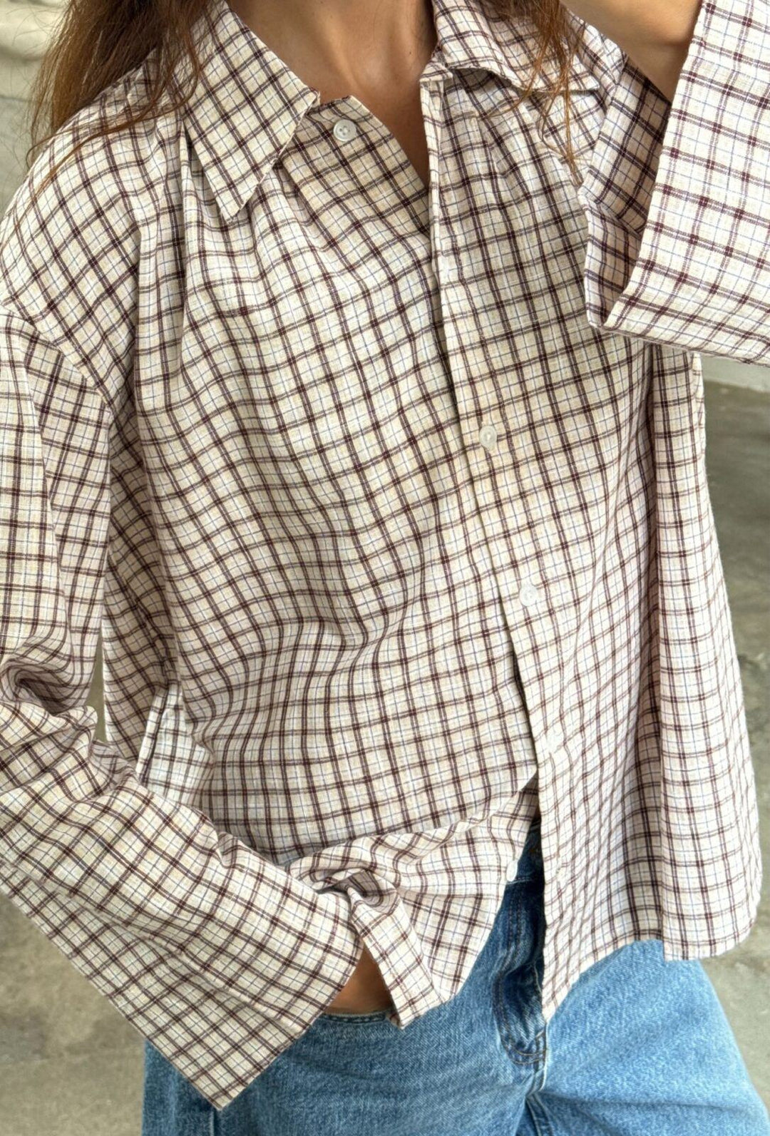 Tinsi Check Shirt Check Bordeaux/Beige