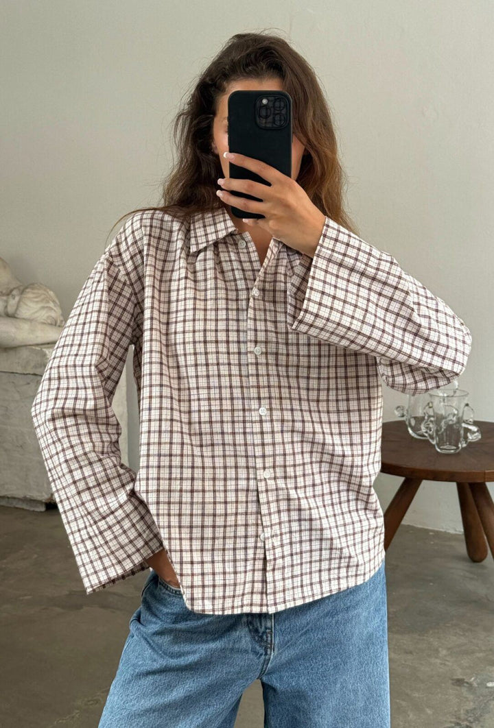 Tinsi Check Shirt Check Bordeaux/Beige