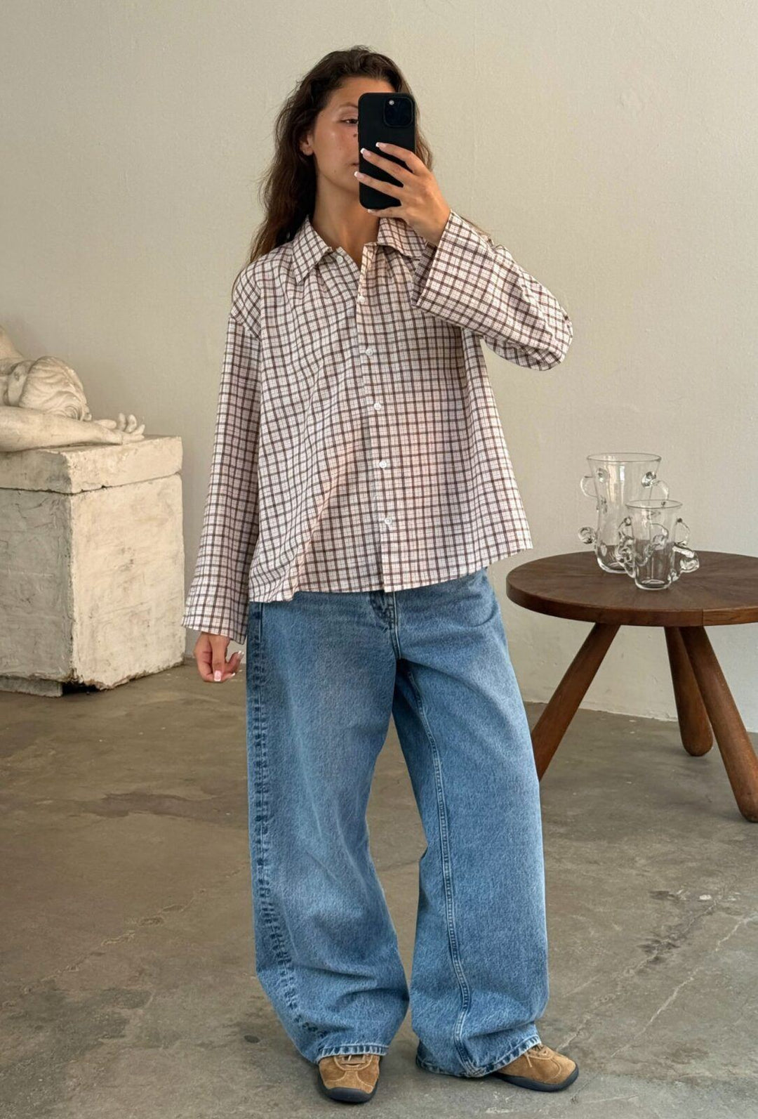 Tinsi Check Shirt Check Bordeaux/Beige