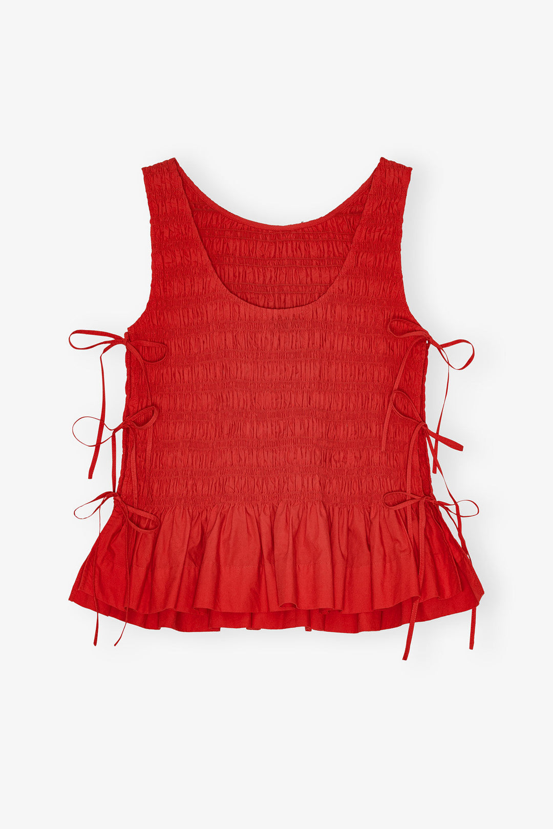 Cotton Poplin Smock Tie String Top Racing Red