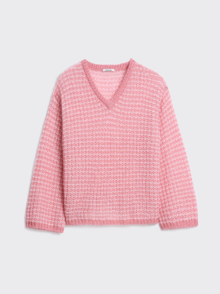 Boxy Mohair V-Neck Sweater Pink Mix