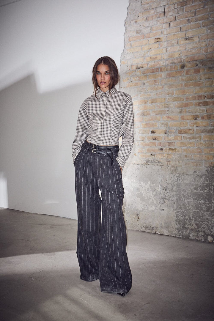 Mimosa Check Smock Shirt Grey Check