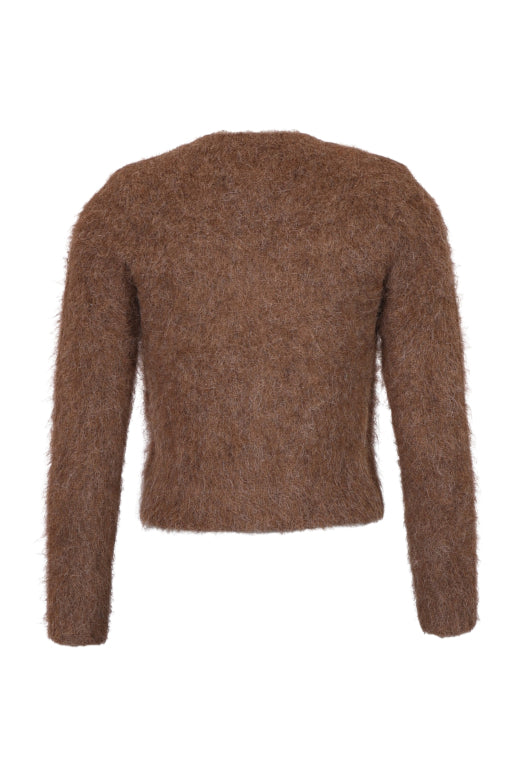 Hairy Knit Jacket Brown
