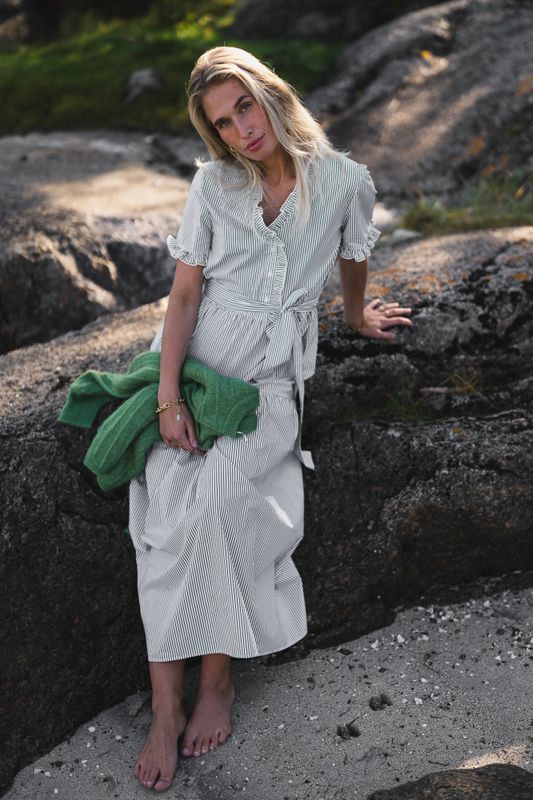 Ida Maja 2/4 Shirt Dress STP B White/Eng Ivy