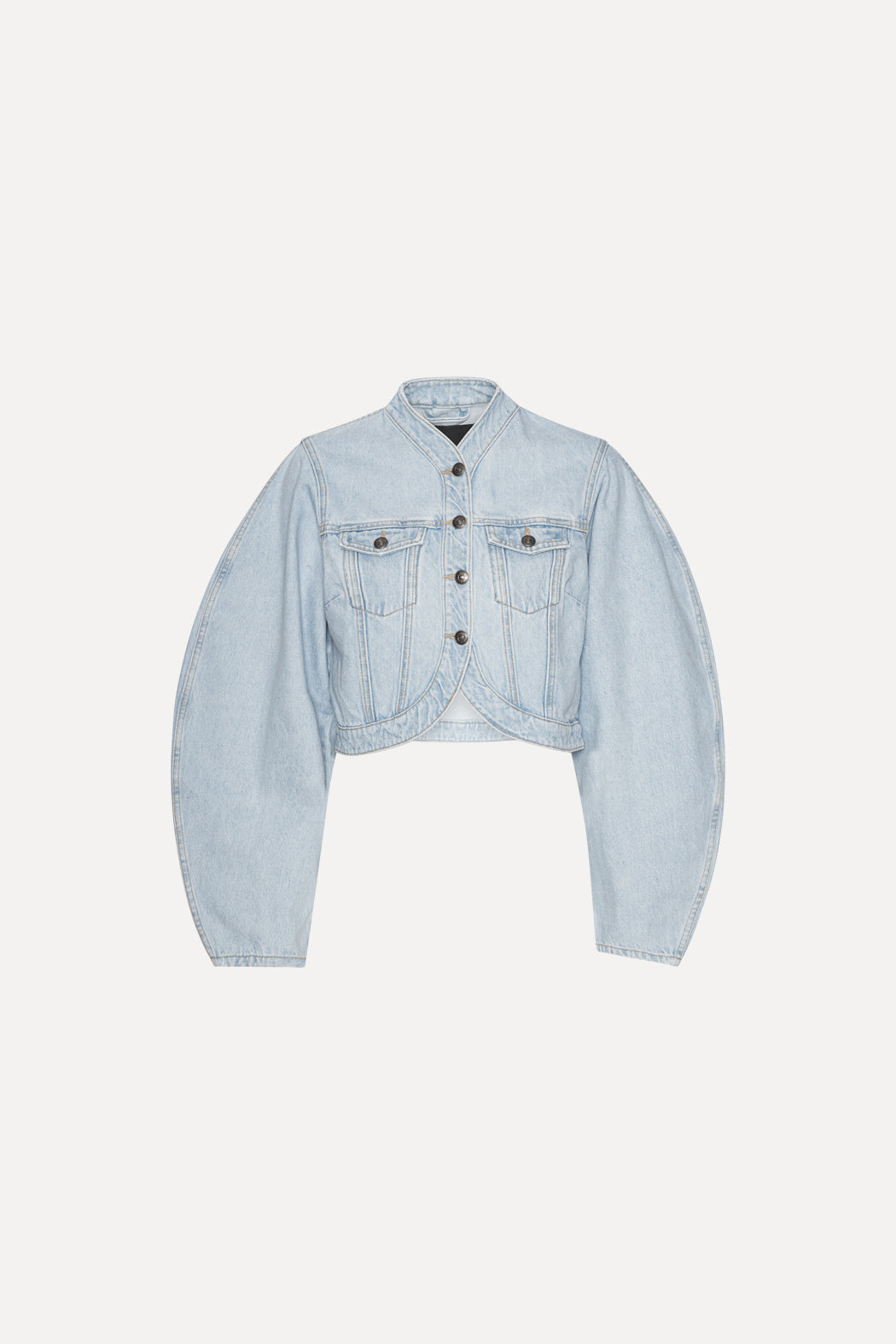 Round Sleeve Denim Jacket Light Blue Denim