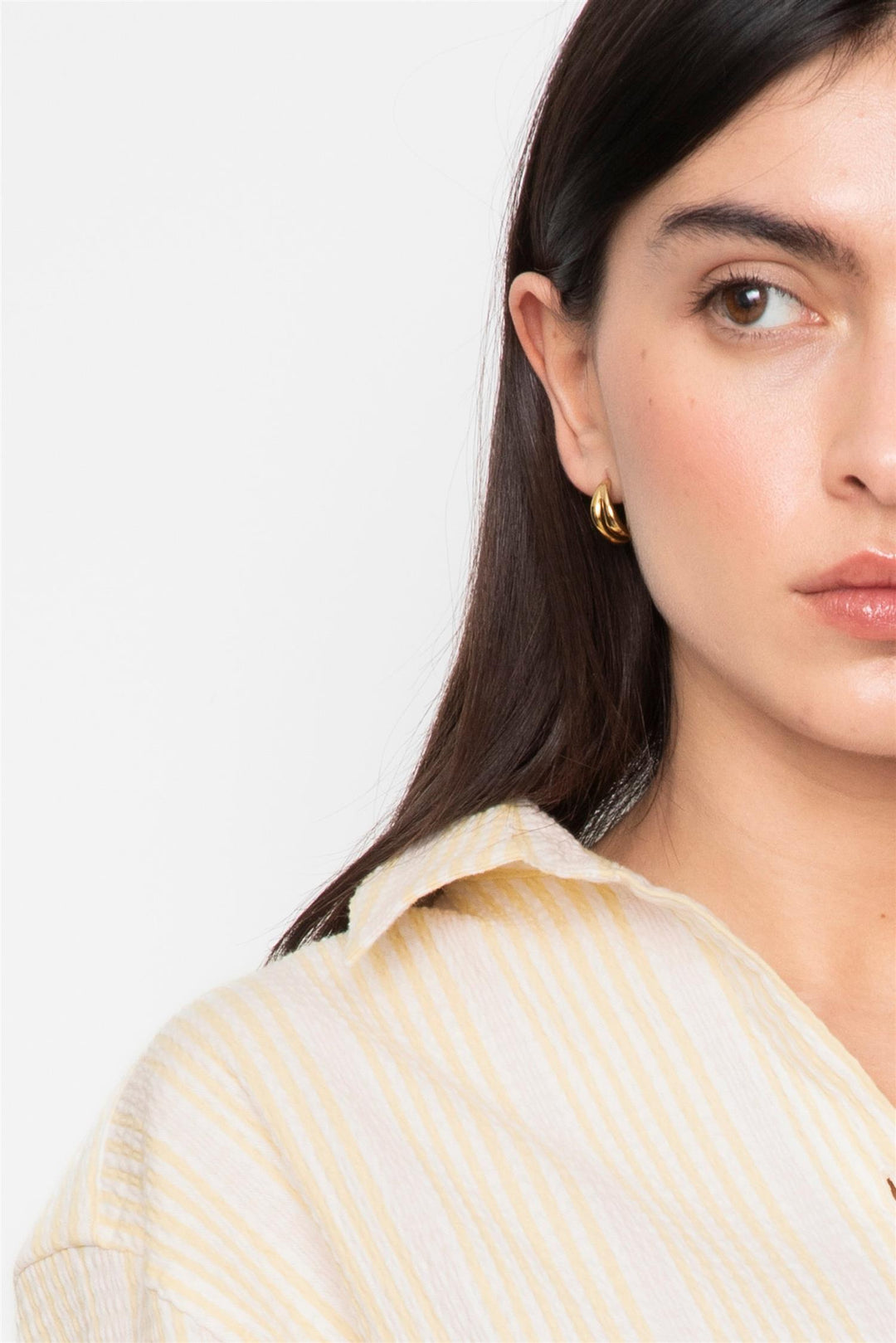 Bibi Crepe Shirt Light Yellow Stripe