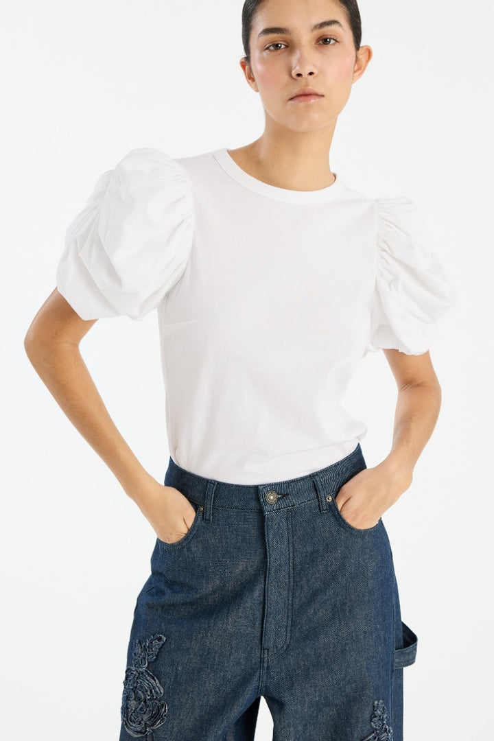 Puff Sleeve T-Shirt Bright White