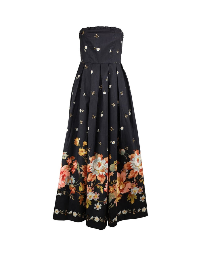 Taffeta Bandeau Dress Midnight Blossoms