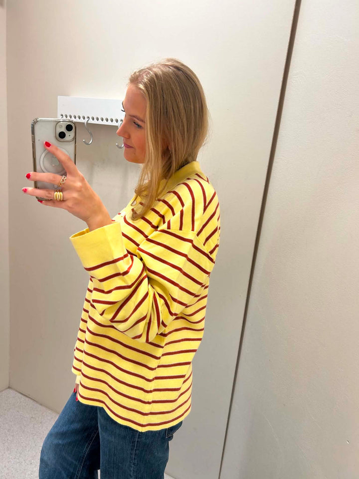 Adanne Polo Knit Stripe Yellow/Rust