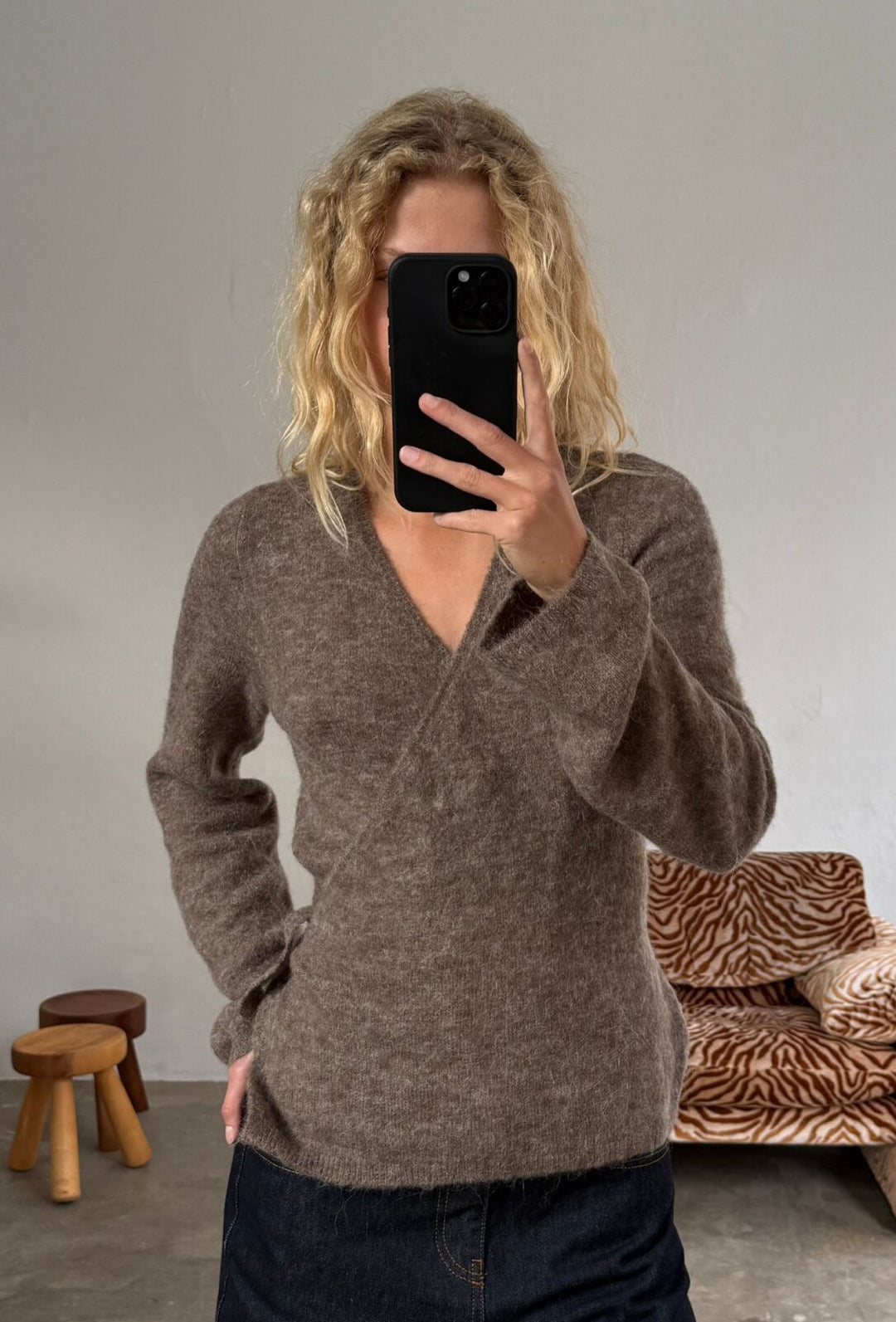 Aura Wrap Knit Truffle Melange