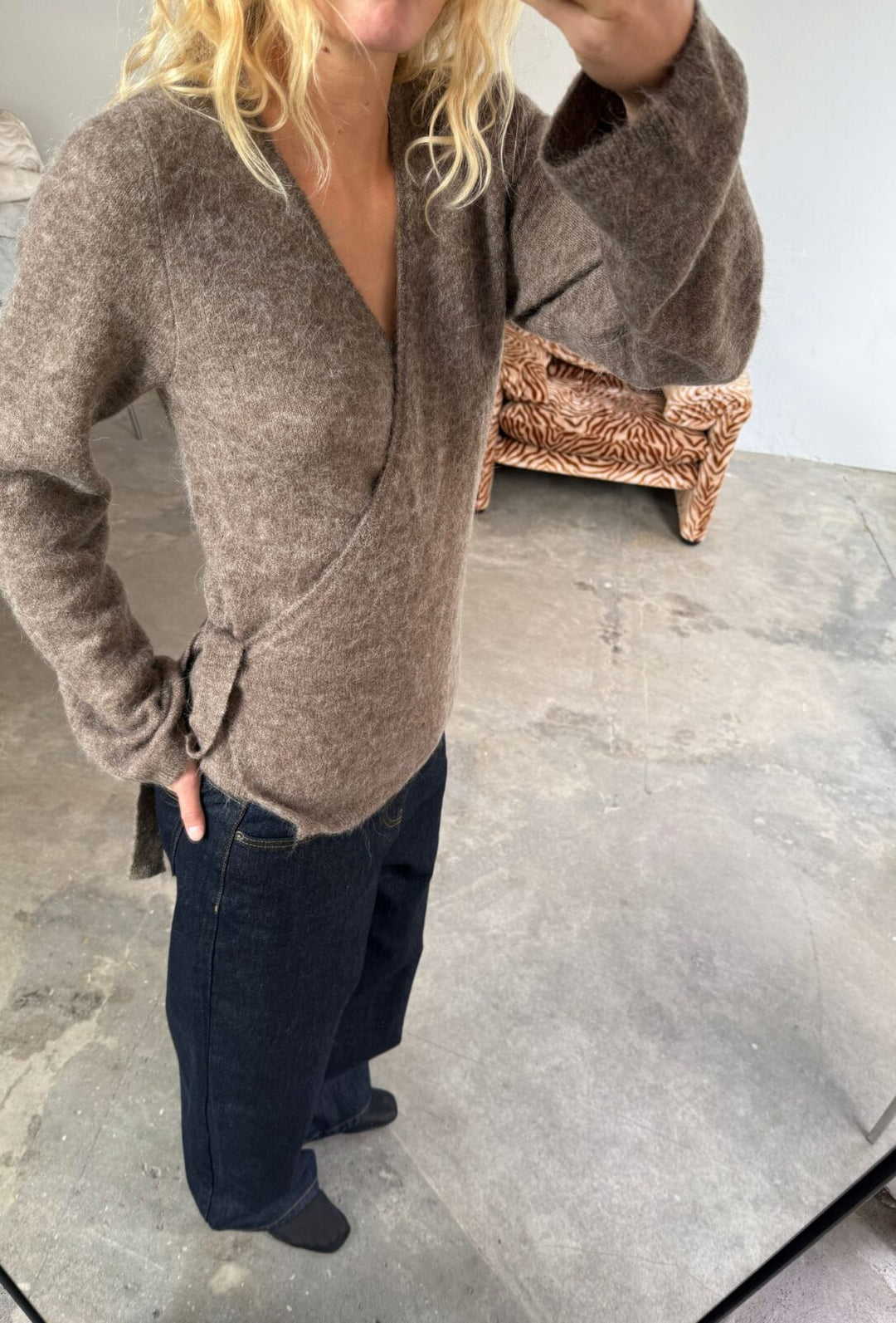 Aura Wrap Knit Truffle Melange