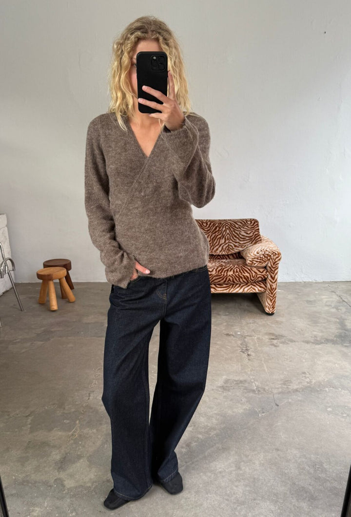Aura Wrap Knit Truffle Melange