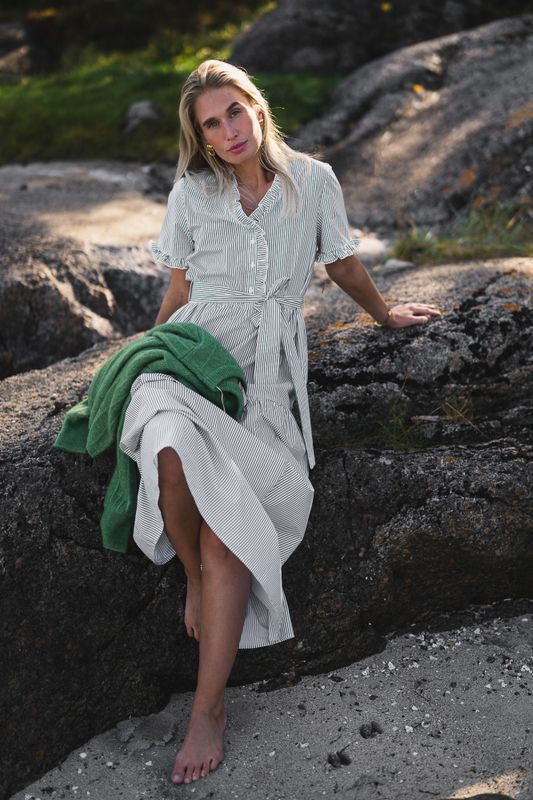 Ida Maja 2/4 Shirt Dress STP B White/Eng Ivy