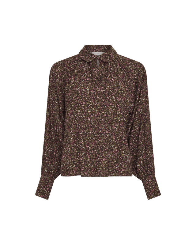 Astrid Top Black Coffee Flower