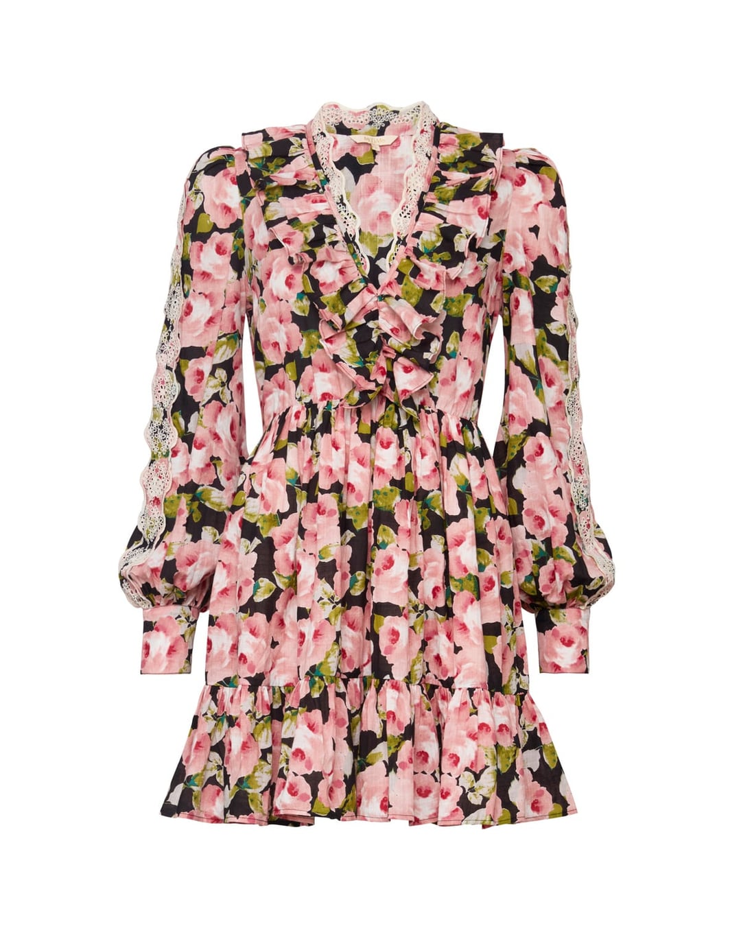Cotton Slub V-Neck Dress Rose Bouquet