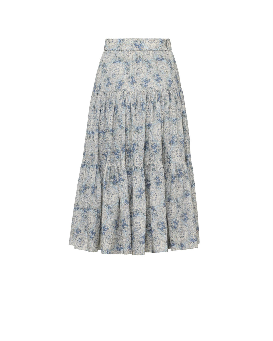 Cotton Slub Midi Skirt Blue Paisley
