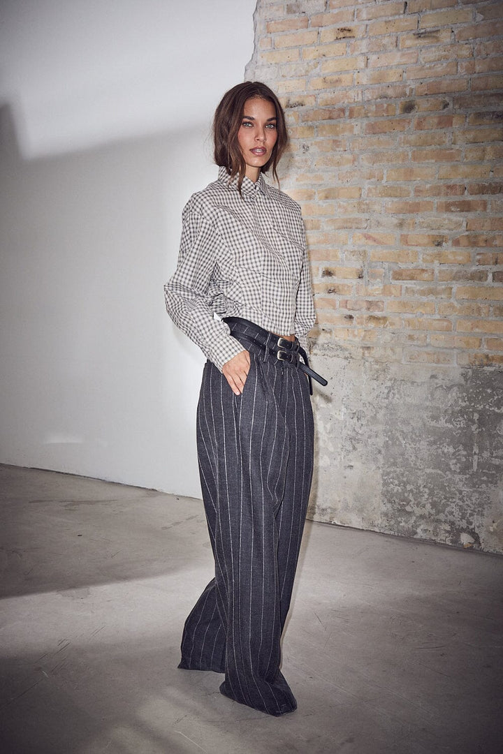 Mimosa Check Smock Shirt Grey Check