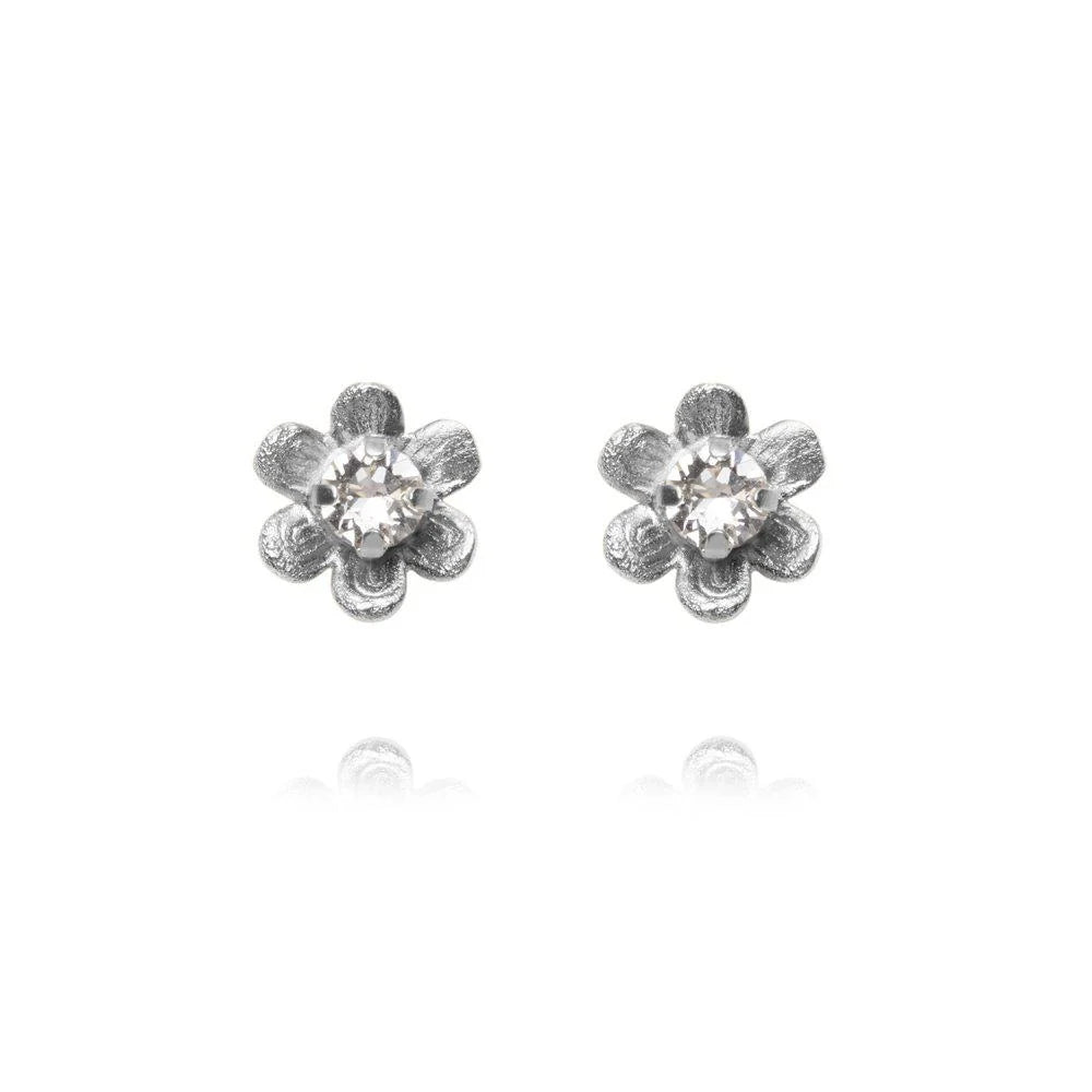 Juni Stud Earrings Rhodium Crystal