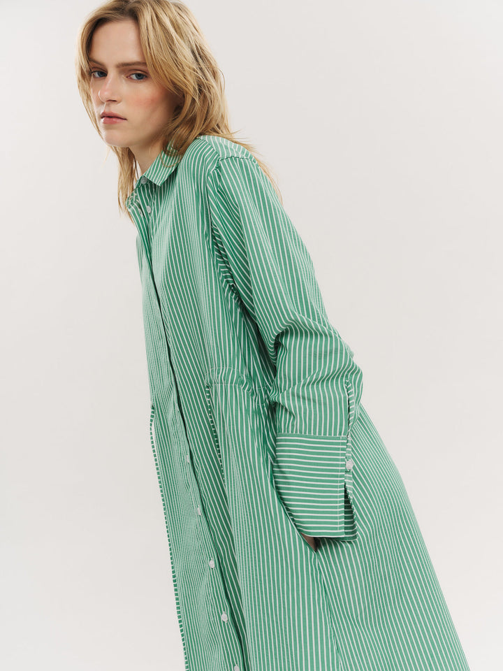 Sally Midi Dress Vinyard Green Stripe