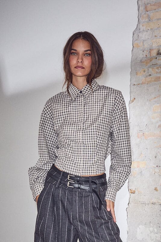 Mimosa Check Smock Shirt Grey Check