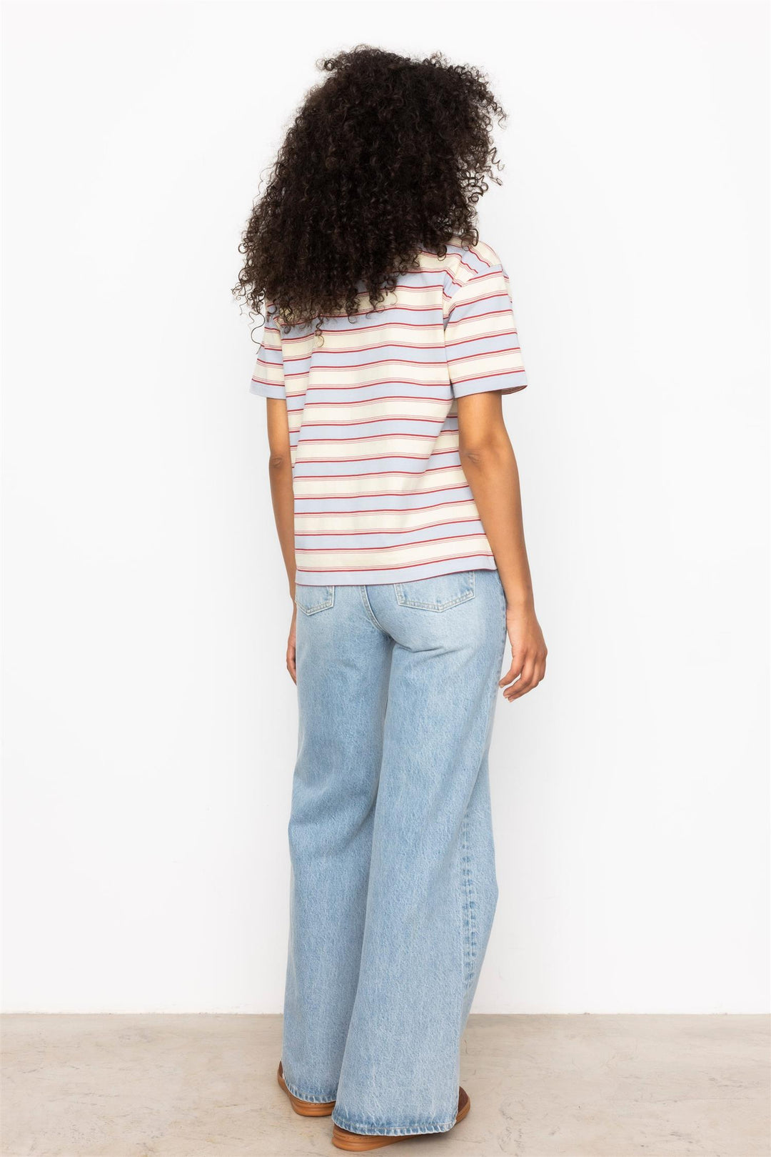 Evelyn Polo Tee Ocean Stripe