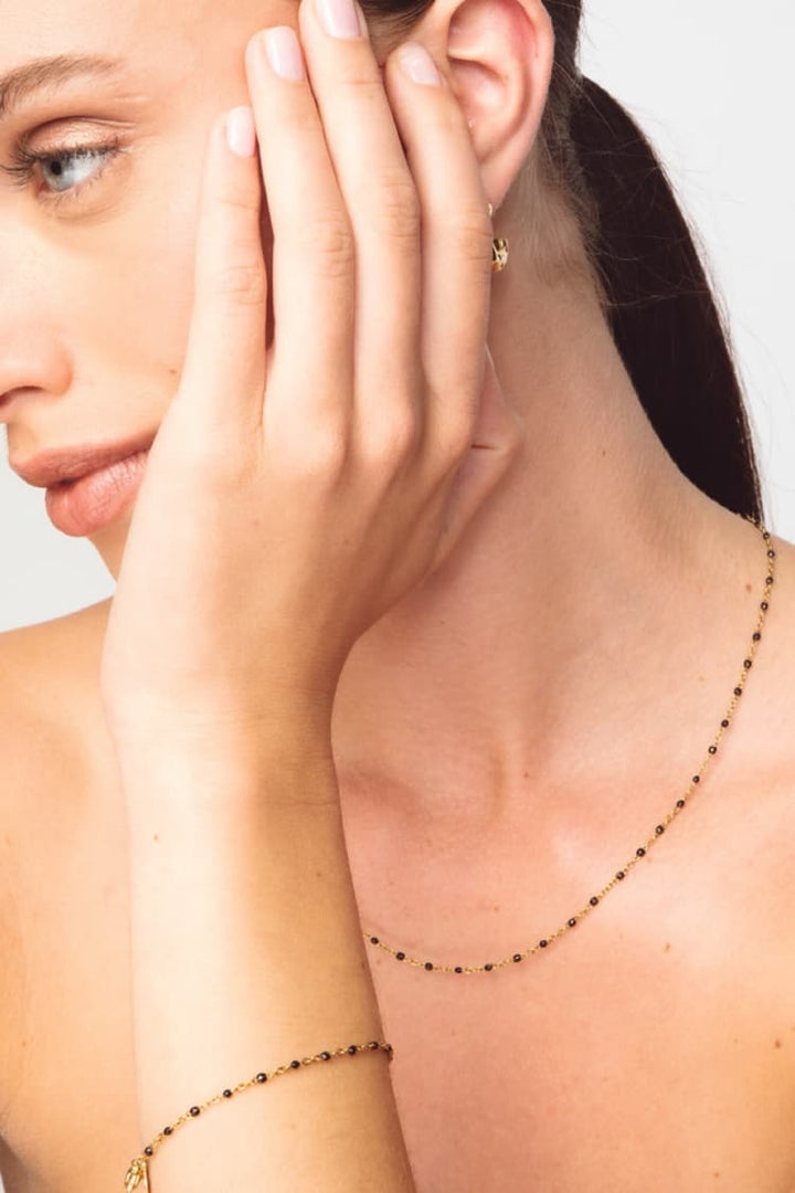 The Black Bead Bracelet Gold