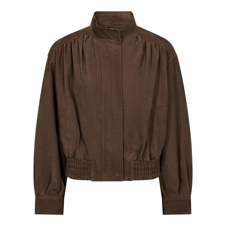 Suede Gather Crop Jacket Walnut