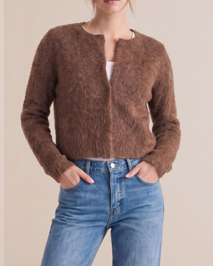 Hairy Knit Jacket Brown