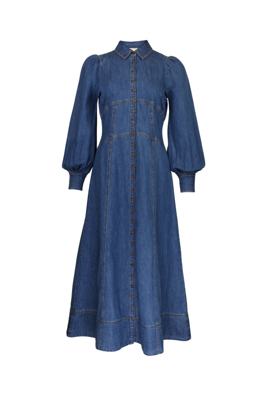 Denim Button-Down Dress French Blue