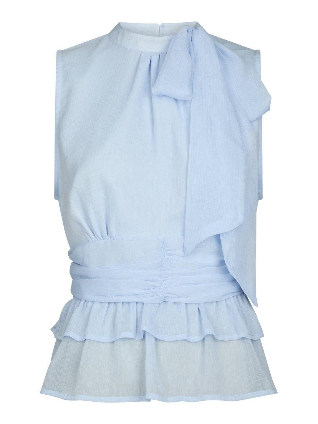 Ansol Solid Chiffon Top Light Blue